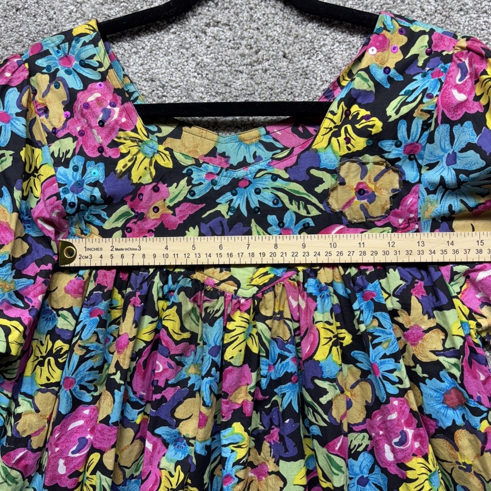 Sita Maxi Dress Womens SMALL Black Floral Rayon‎ Beachy Boho Vintage 80s NEW NWT - Picture 4 of 13